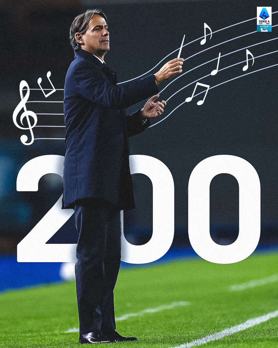 SerieA's tweet photo. Simone Inzaghi è diventato l’allenatore che ha impiegato meno panchine per raggiungere le 200 vittorie nella storia della #SerieAEnilive: 200 successi in 332 gare 🎼

#LecceInter https://t.co/RDdCSLqDo1