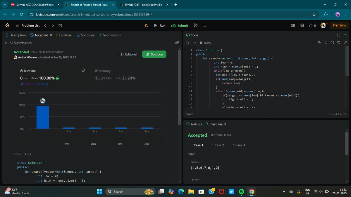 AniketWanave007's tweet photo. Day 09/100 of #100DaysOfCode Today solved 2 @LeetCode medium questions
1.Find minimum in rotated sorted array using binary search.
2.find minimum in rotated sorted array containing repeated elements.
#LearnToCode #coder #CodingChallenge #CodingJourney https://t.co/vUv31jyAwS