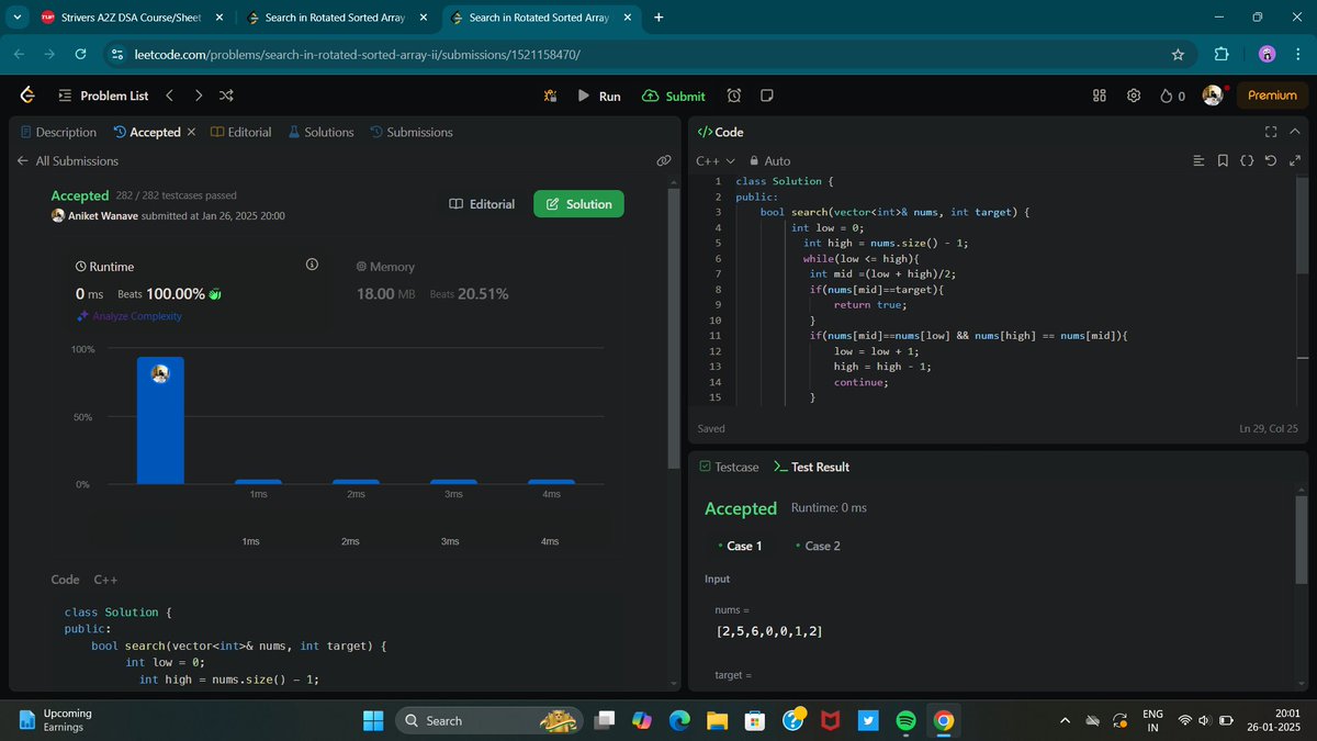 AniketWanave007's tweet photo. Day 09/100 of #100DaysOfCode Today solved 2 @LeetCode medium questions
1.Find minimum in rotated sorted array using binary search.
2.find minimum in rotated sorted array containing repeated elements.
#LearnToCode #coder #CodingChallenge #CodingJourney https://t.co/vUv31jyAwS
