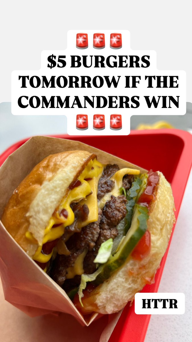 swizzlerfoods's tweet photo. 🚨🚨🚨 $5 BURGERS TOMORROW @swizzlerfoods IF THE COMMANDERS WIN by getting 100 likes on this tweet https://t.co/yxc0TwcBpu