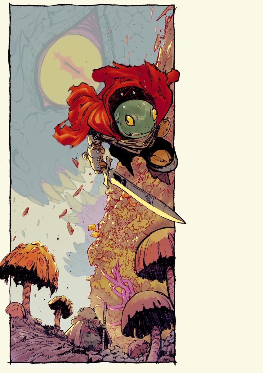 Illustration I did just for fun. A "nothing so originals" OCs of mine.
First post in a while, is anyone there ? 

#fantasy #illustration #frog