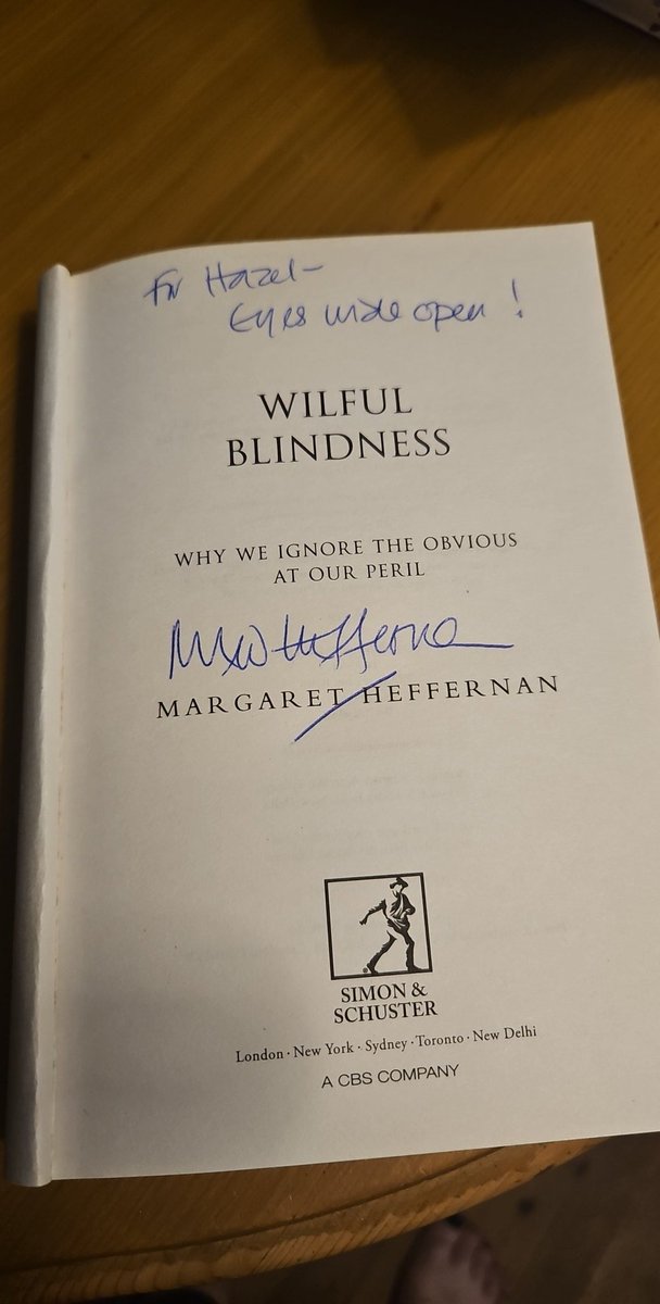 Hazel Powell ๐ (@hazelpowell11) on Twitter photo It was a real treat to listen to <a href="/M_Heffernan/">Margaret Heffernan</a> speak at HEIW Aspiring Executive programme and mighty chuffed to have her sign my book #WilfulBlindness It was a real treat to listen to <a href="/M_Heffernan/">Margaret Heffernan</a> speak at HEIW Aspiring Executive programme and mighty chuffed to have her sign my book #WilfulBlindness