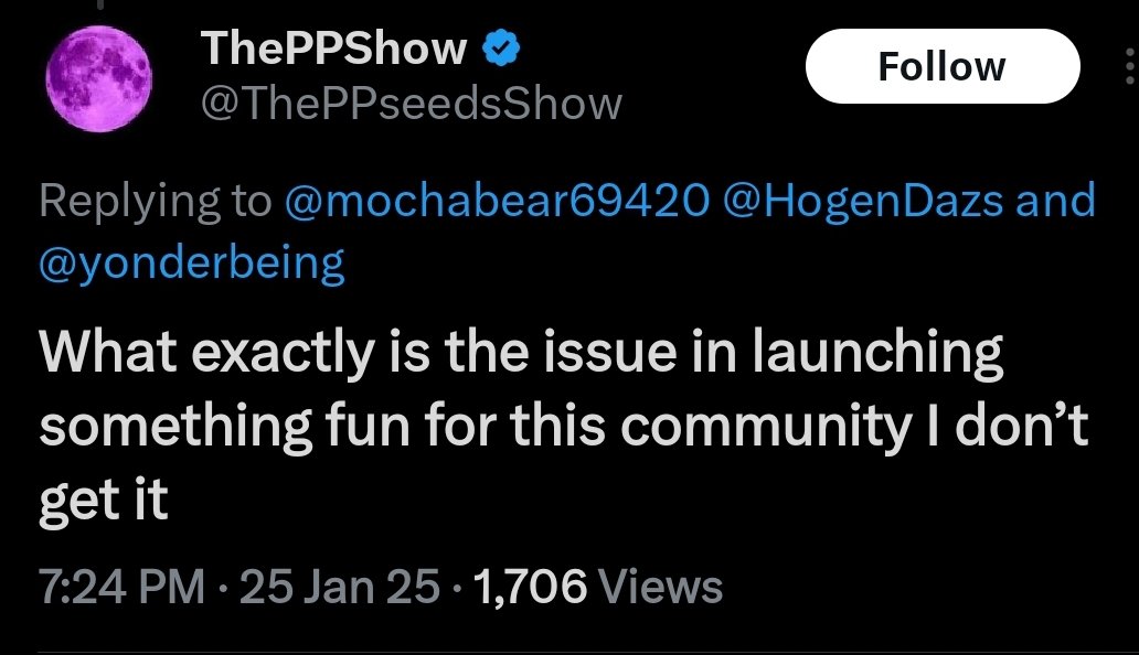 "I'm having so much fun losing my followers money on everything I touch. Why is no one else having fun?"  -PPShitShow