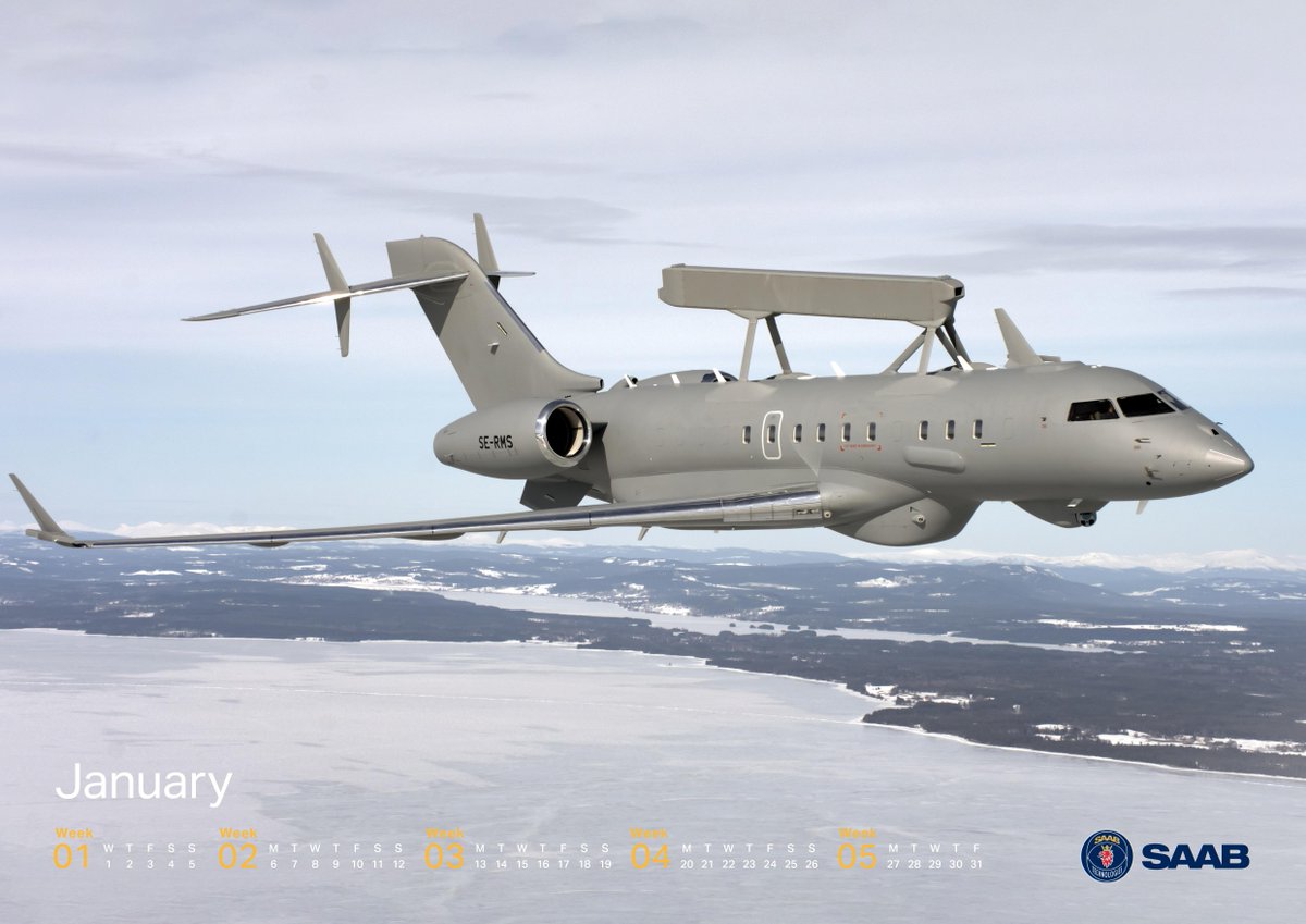 A beautiful image of a GlobalEye flying over the Nordic coast line 🗓️✈️🌍 

GlobalEye - a unique sensor suite makes sure that a nation’s joint forces can benefit greatly from having a common real-time situational awareness picture. #avgeeks #AEWC #saabinthesky #aviation