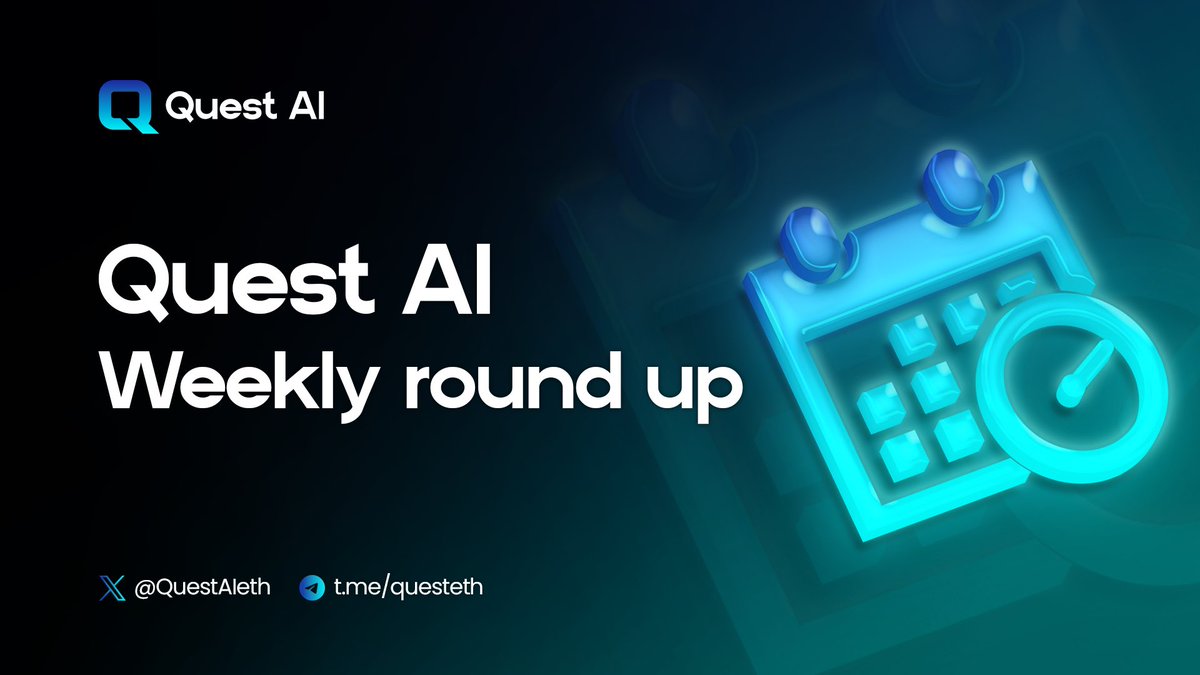 Weekly roundup from Quest AI🔹

We're thrilled to share some major milestones we achieved this week:

1. Whitepaper Release📄  
Our detailed whitepaper is now live, outlining the core vision and technical approach behind Quest AI.

2. Published Articles Across Major Platforms 📝