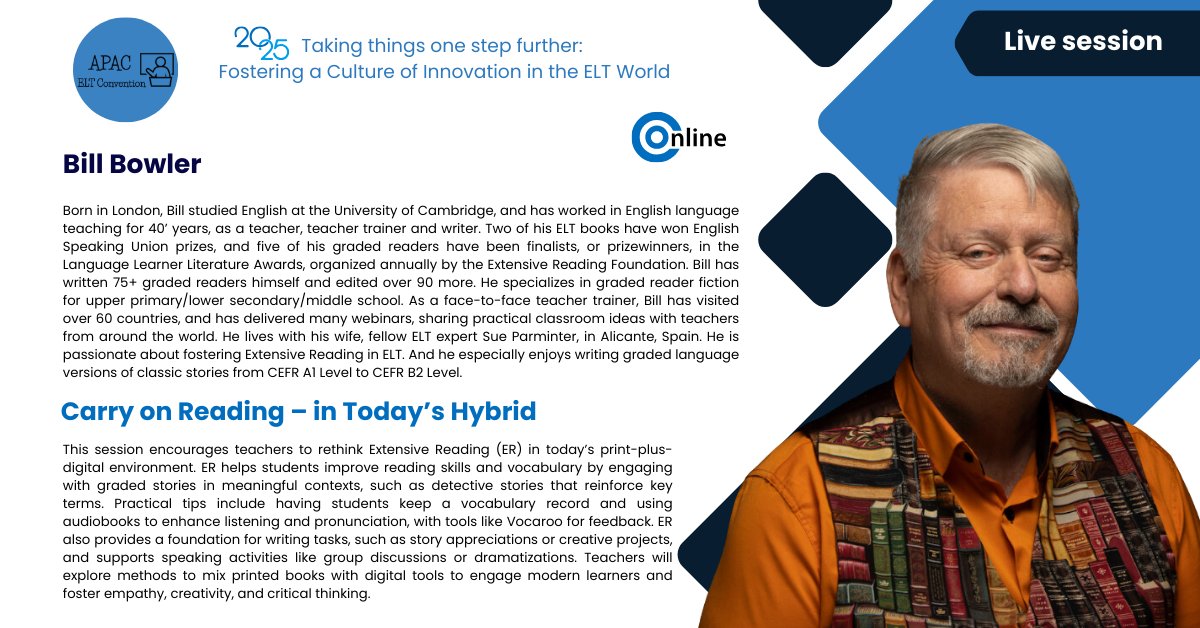 🌟 Join us on Thursday, January 30th, for a series of inspiring online talks as part of the APAC ELT Convention! 🎉Get ready to dive into engaging discussions led by expert speakers from around the globe, sharing their insights and innovative ideas in English Language Teaching.
