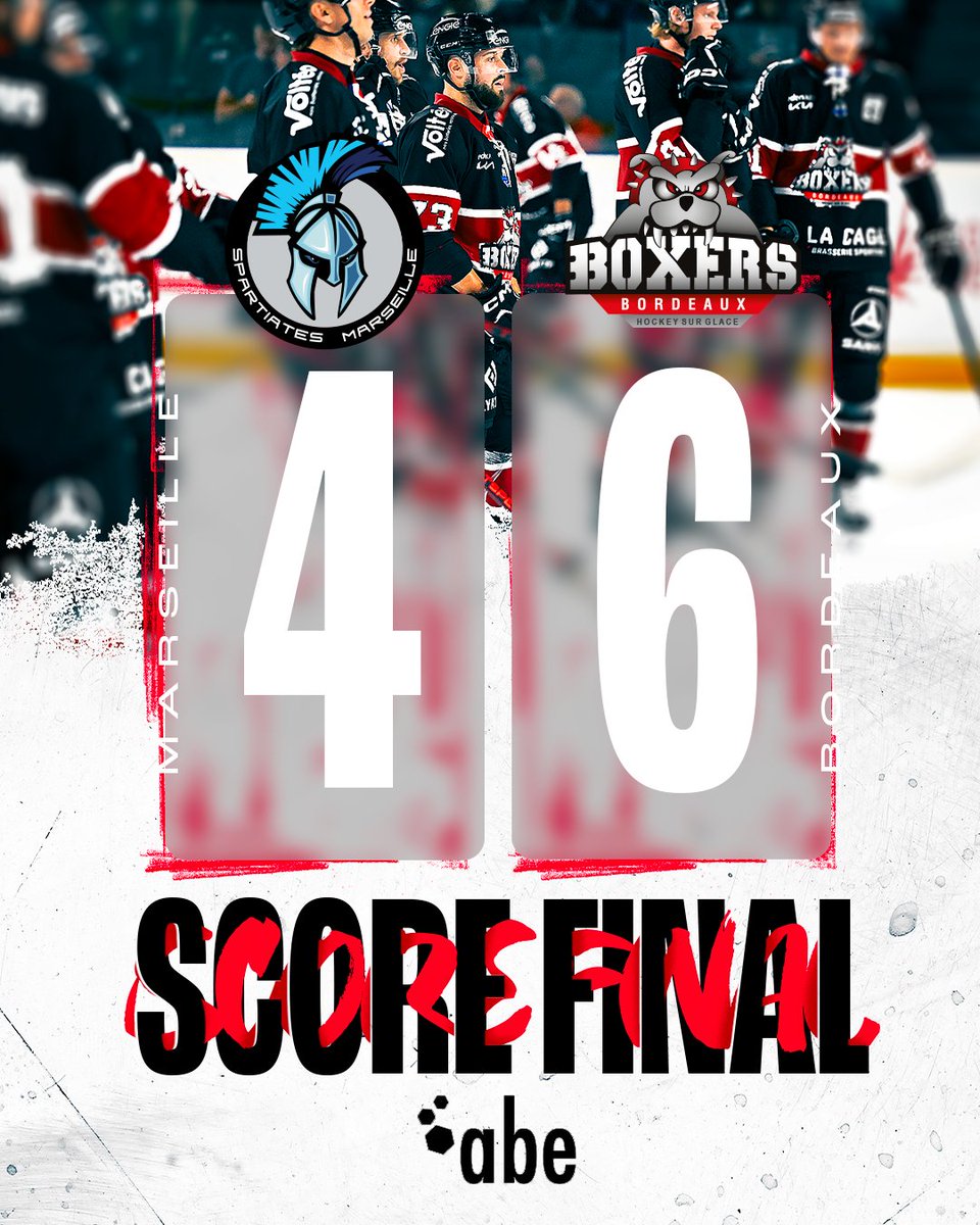 BoxersBordeaux's tweet photo. Les Boyz s'imposent face aux Spartiates sur le score de 4 à 6 !

🔜 Rendez-vous mardi à la patinoire  pour une nouvelle confrontation à guichets fermés ! 😎
Les 100 dernières places sont disponibles en ligne 

🎟️ https://t.co/n4xOIImn7h

#letsgoboxers #sortonslescrocs https://t.co/chqVPbz1gz