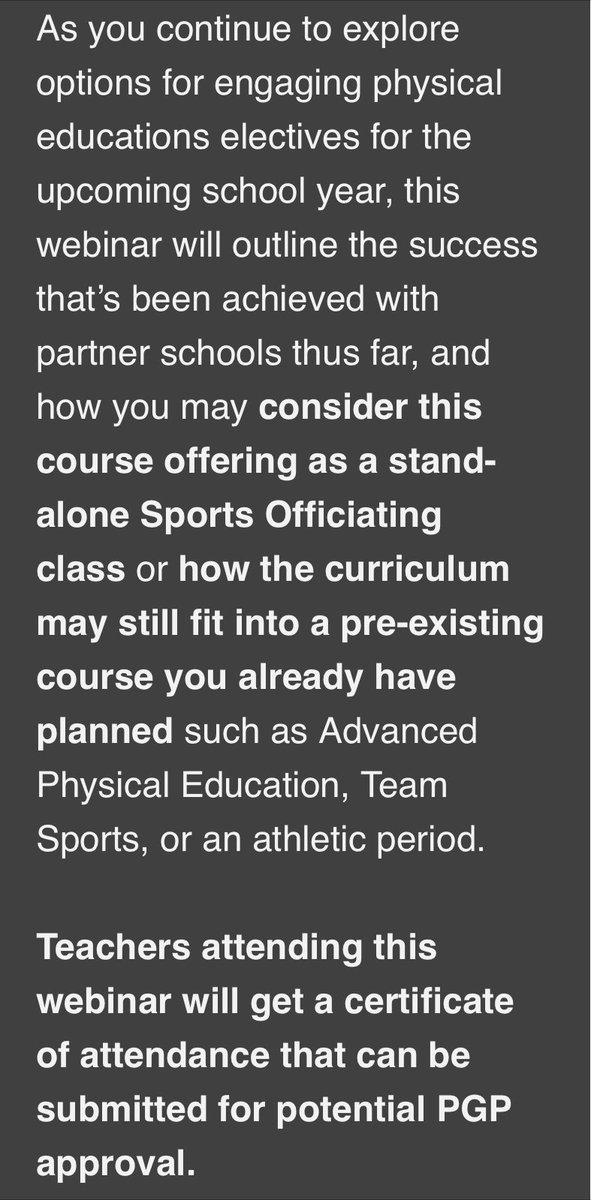 IndianaSHAPE's tweet photo. 🏀⚽️🏈🏐🥎⚾️🤼‍♂️🥍
Struggling to find #youthsports officials? 
Need an appealing HS #PhysEd option where Ss can be trained &amp; find a job that’s always hiring? 

Come to our @RefReps webinar Tues 1/28 noon or 3:00 EST to learn more!

Register here 🆓 https://t.co/wOkC3YyYVA https://t.co/Q8jofLMCp9