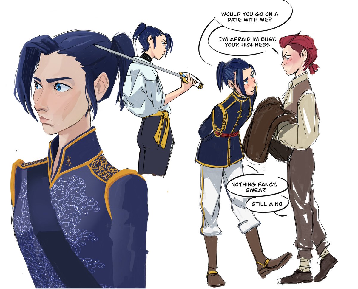 Kirammangoose's tweet image. A young stubborn prince has a crush on the Royal Stablemaster’s daughter, she’ll do anything to impress her #Caitvi #arcane (whoever said that Cait gives off prince vibes thank u)