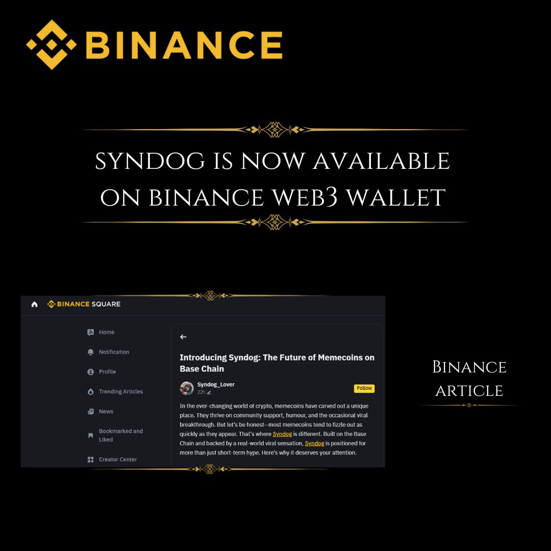 SYNDOG is now available on <a href="/BinanceWallet/">Binance Wallet</a>

How to buy on Binance Wallet ?

Have a read in this article : app.binance.com/uni-qr/cart/19…