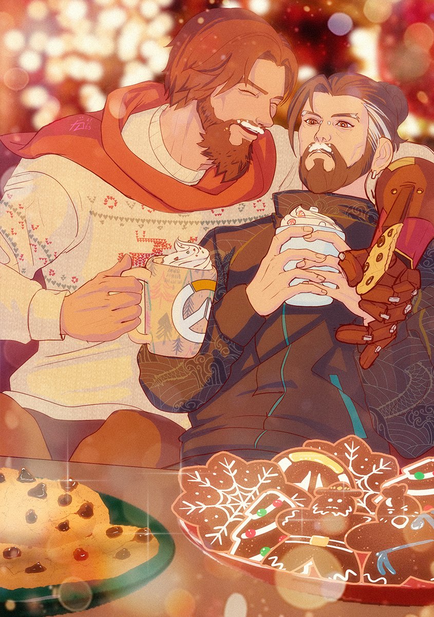 It's an awkward suprise, and I'm deeply apologize for all my personal inconvenience, but hey, this is my #yeehan's Secret Santa for <a href="/cowboy_khajiit/">Cowboy Khajiit</a> . 
They both feeling jolly with their Santa's beard 🎅🎅