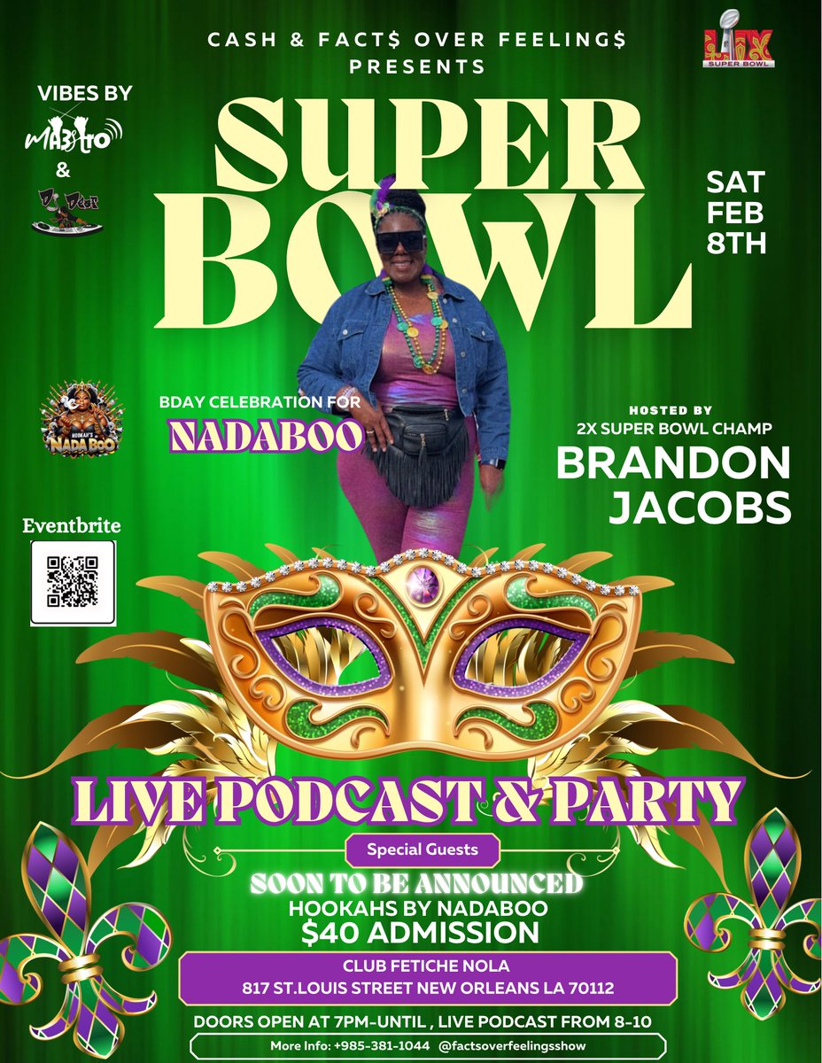 msnadaoo2u's tweet photo. SUPERBOWL SATURDAY WILL NEVER BE THE SAME!
@factsoverfeelingsshow WILL BE RECORDING THE BIGGEST SUPERBOWL LIVE PODCAST IN THE CITY!!!More info to come!!!!
LESS THAN 2 WEEKS AWAY..FEB 8th THE DAY BEFORE THE SUPER BOWL
#nfl #factsoverfeelingsshow #hookersandblow https://t.co/TgxfN9bd9A
