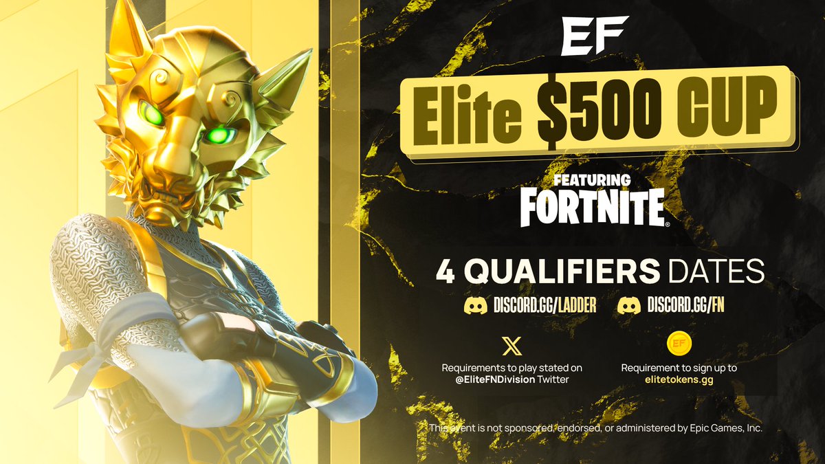 Elite Tokens (@elitetokensgg) on Twitter photo Elite $500 Cup! 💰
Requirements to play:
- Follow <a href="/EliteTokensGG/">Elite Tokens</a>
- Like and Retweet ♻️
- @ Your Trio 💬
Complete the steps above and send proof to either discord.gg/ladder or discord.gg/fn to play! There's also one more requirement in the server to complete⚔️ Elite $500 Cup! 💰
Requirements to play:
- Follow <a href="/EliteTokensGG/">Elite Tokens</a>
- Like and Retweet ♻️
- @ Your Trio 💬
Complete the steps above and send proof to either discord.gg/ladder or discord.gg/fn to play! There's also one more requirement in the server to complete⚔️