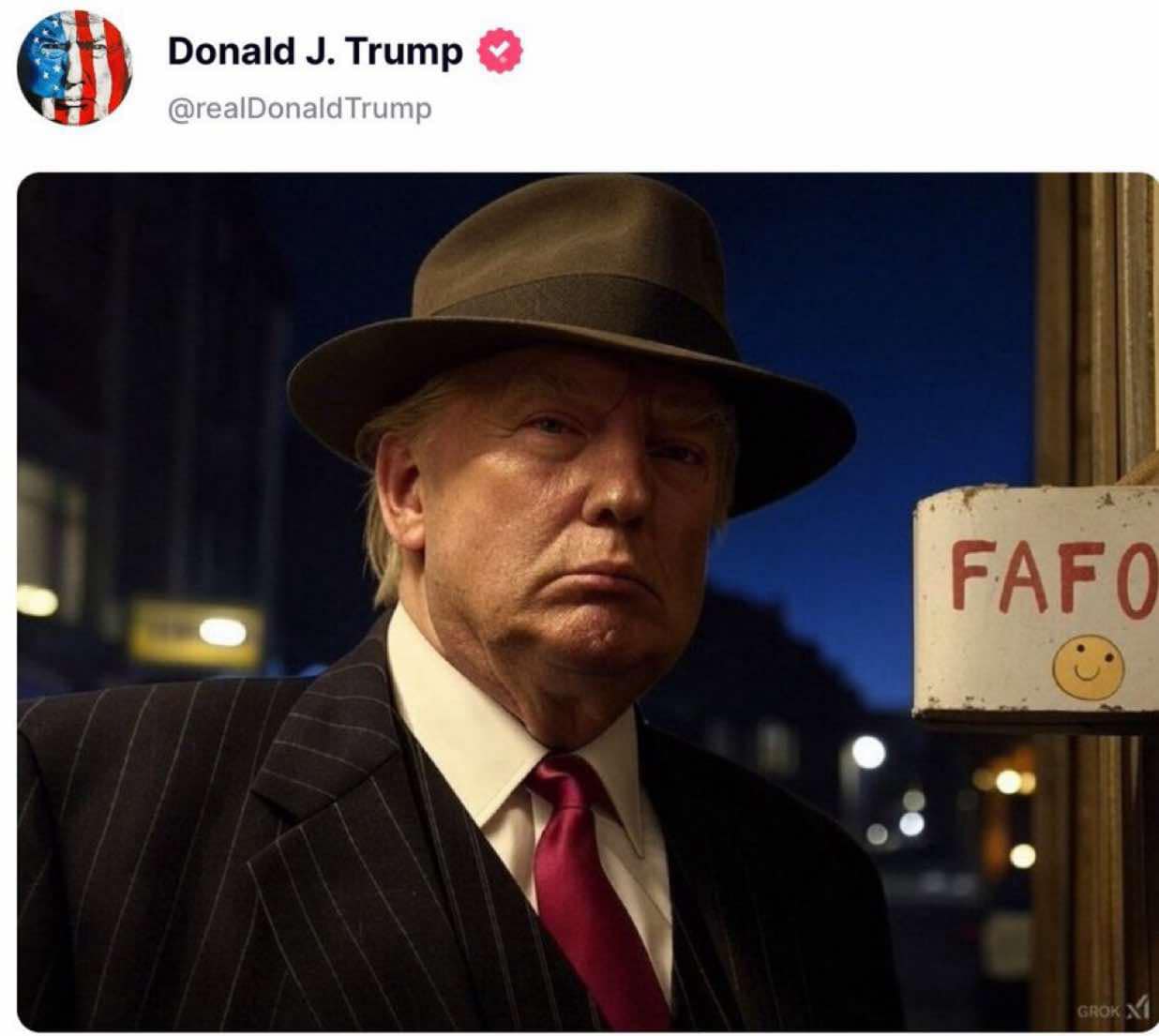 Tyler Metcalf on X: "President #Trump just posted this: "Fuck around and find out" aka FAFO 🫢💀😂 https://t.co/6eEKQBVxPF" / X