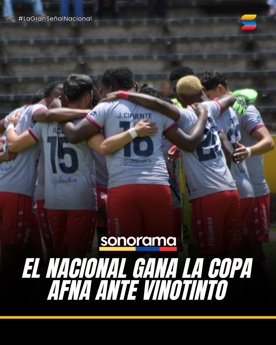 SonoramaEc's tweet photo. ¡UNA COPA MÁS! ✅🏆 @elnacionalec conquistó la #CopaAFNA luego de vencer a Vinotinto por 1-0 con gol de Darío Pazmiño.
El "Único BiTri" se alista para afrontar la SuperCopa Ecuador ante LDU y la Libertadores ante Blooming. https://t.co/VOktdM9Jc1