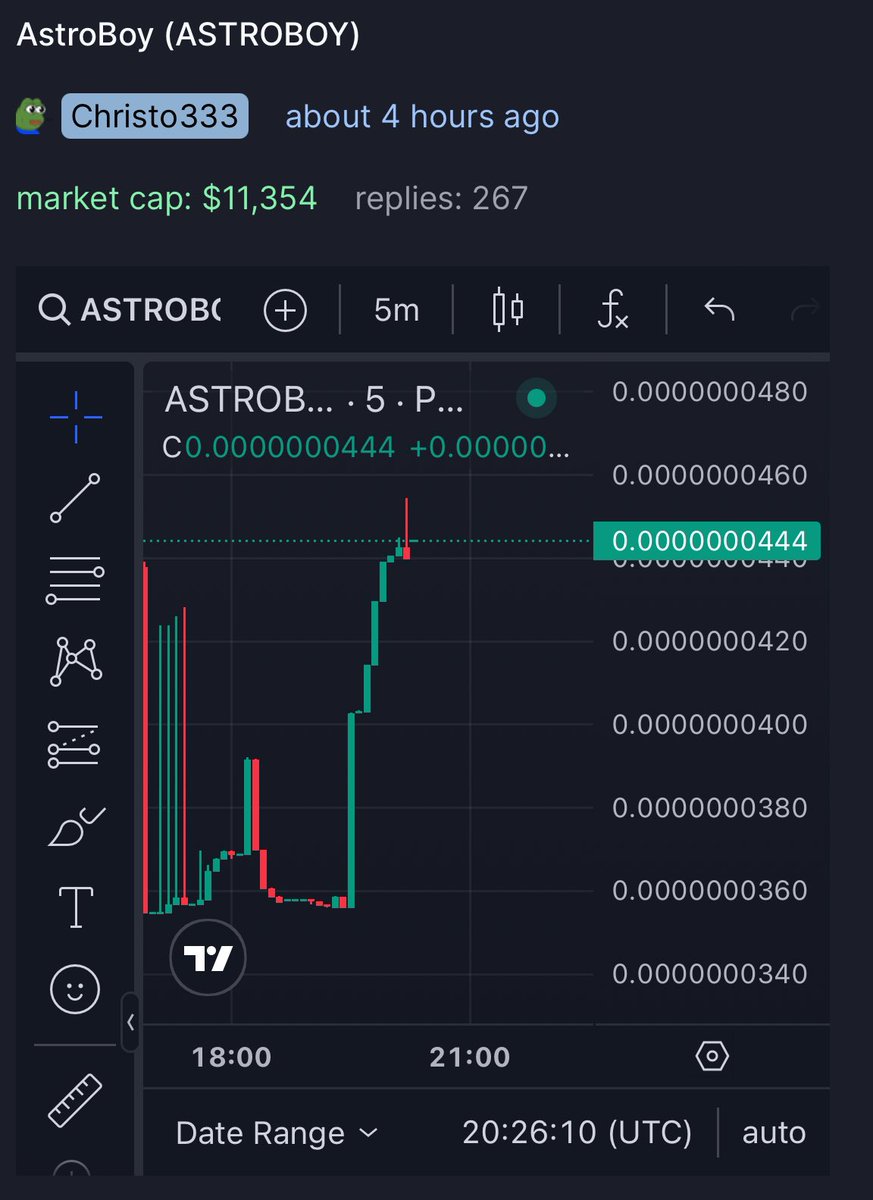 ASTROBOYCTO's tweet photo. AstroBoy πβ¨ is taking off with one of the healthiest charts in the memecoin universe! Steady growth, strong community, and limitless potentialβthis is just the beginning. π
Check it out and join the mission!
#AstroBoy #Crypto #Memecoin #HealthyChart #WAGMI #MoonMission https://t.co/rrq91ZhmQI
