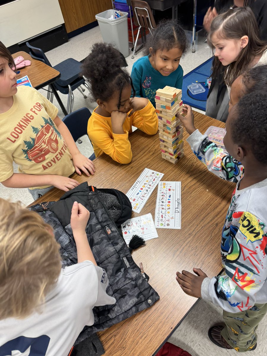 Indoor recess calls for Jenga! #WeBelieveinBRE 😄