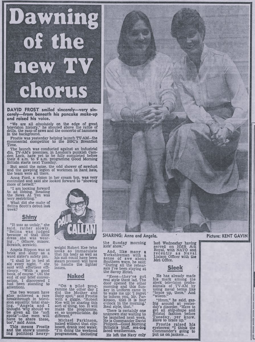 TvDidYouSee's tweet image. #OnThisDay 27 January 1983
DAWNING OF THE NEW TV CHORUS
#DavidFrost, #AnnaFord and #AngelaRippon look forward to the launch of TV-am next week . . .