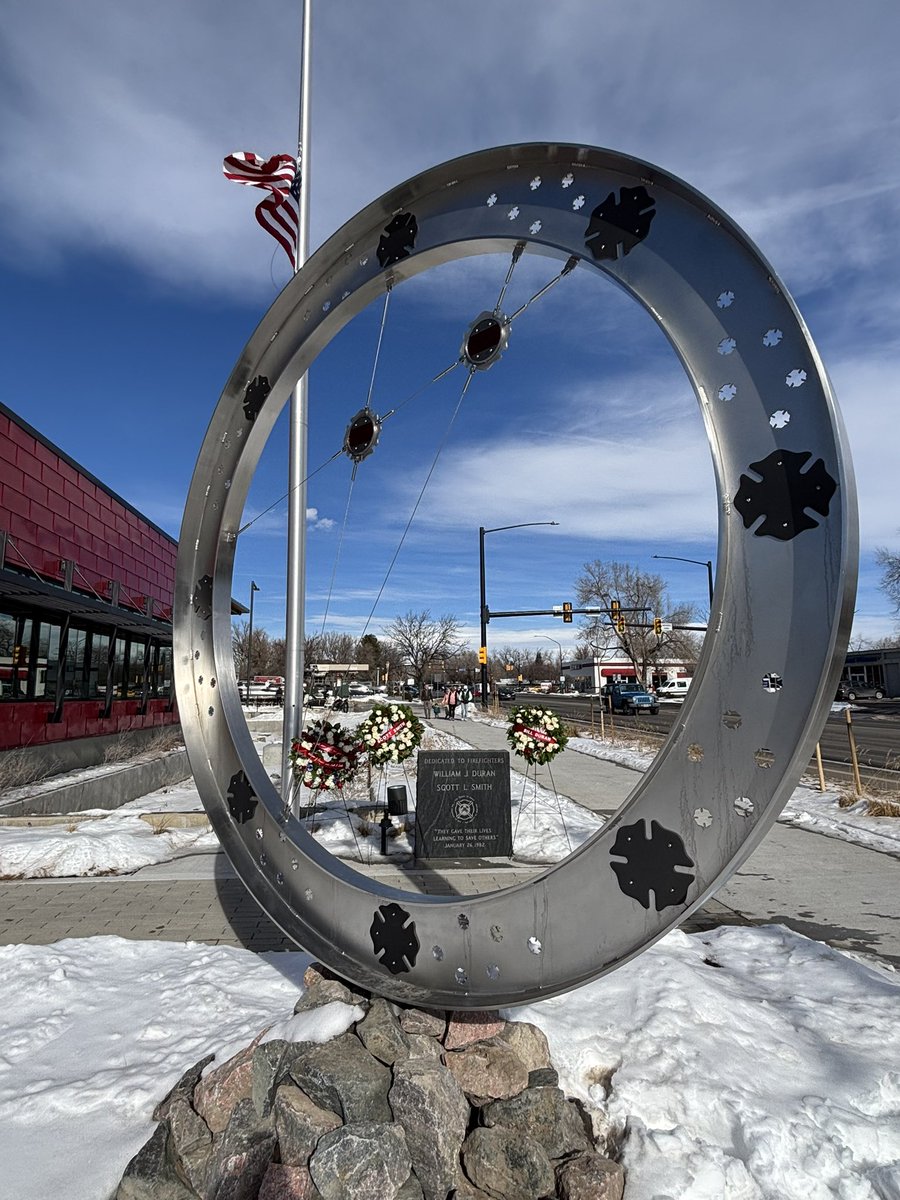 boulder_fire's tweet image. At our new Station 3 is a new memorial art piece for two firefighters lost in the line of duty in 1982. Today, January 26, we take a moment to honor and remember lives of William J. Duran and Scott L. Smith, as well as those who have given their all for the safety of this…