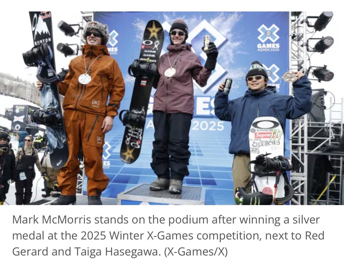 Mark McMorris just keeps winning X-Games medals. 

He won a silver today in Aspen, Colorado. McMorris is the most decorated athlete in Winter X-Games history, now with 24 medals.

The snowboarder from Regina, now 31 years old, just keeps delivering.