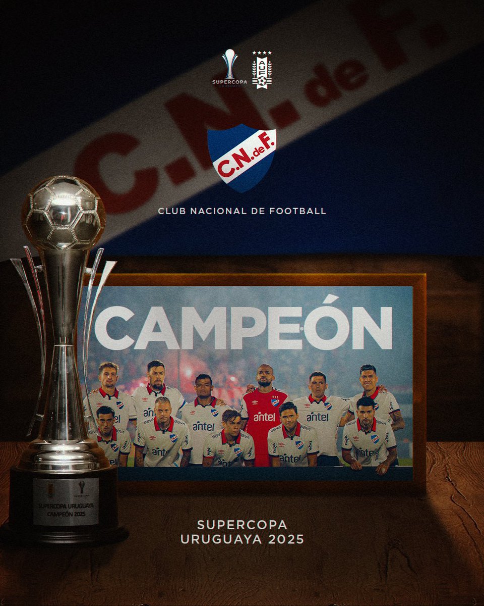 LigaAUF's tweet photo. 🏆 𝐂𝐀𝐌𝐏𝐄𝐎́𝐍

@Nacional conquistó la 𝗦𝘂𝗽𝗲𝗿𝗰𝗼𝗽𝗮 𝗨𝗿𝘂𝗴𝘂𝗮𝘆𝗮 𝟮𝟬𝟮𝟱. 

#FábricaDeTalentos🌎 https://t.co/cq9UBt2uoE