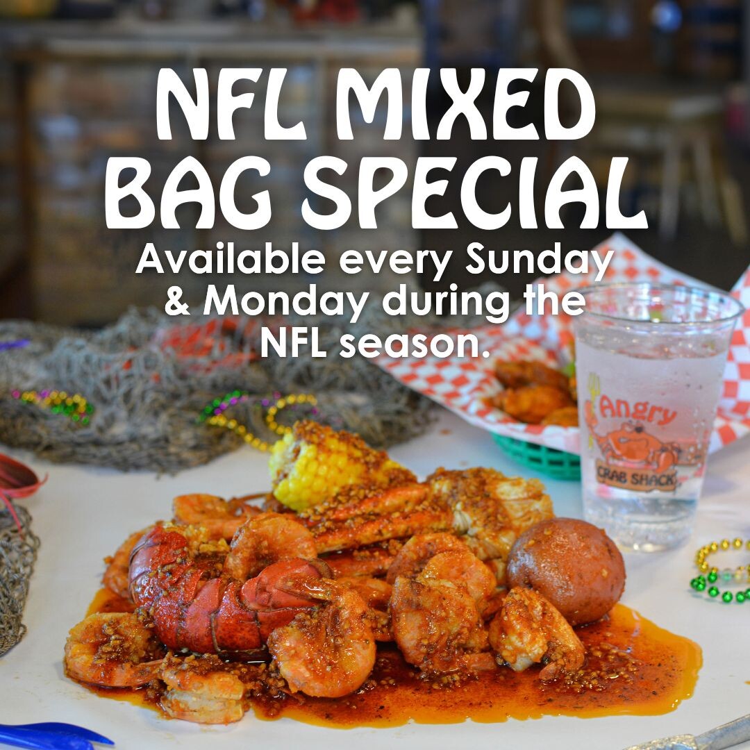 angrycrabshack's tweet photo. If you forgot about dinner plans after focusing on the game, we've got you 🏈

#NFL #MixedBagSpecial #AngryCrabShack #SeafoodBoil https://t.co/3ig3YHrG2F