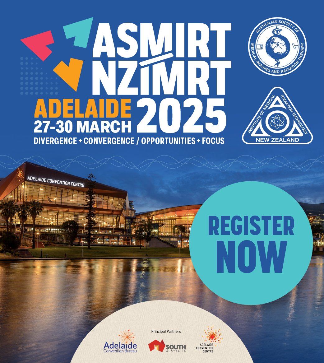 alphaXRT (@alphaxrt) on Twitter photo Calling all practitioners in medical imaging, sonography, radiation therapy, nuclear medicine! A reminder to register for the ASMIRT/NZIMRT 2025 Conference at the Adelaide Convention Centre, Kaurna Country, Australia from March 27 - 30 2025.
conference.asmirt.org/nzimrt2025/ Calling all practitioners in medical imaging, sonography, radiation therapy, nuclear medicine! A reminder to register for the ASMIRT/NZIMRT 2025 Conference at the Adelaide Convention Centre, Kaurna Country, Australia from March 27 - 30 2025.
conference.asmirt.org/nzimrt2025/