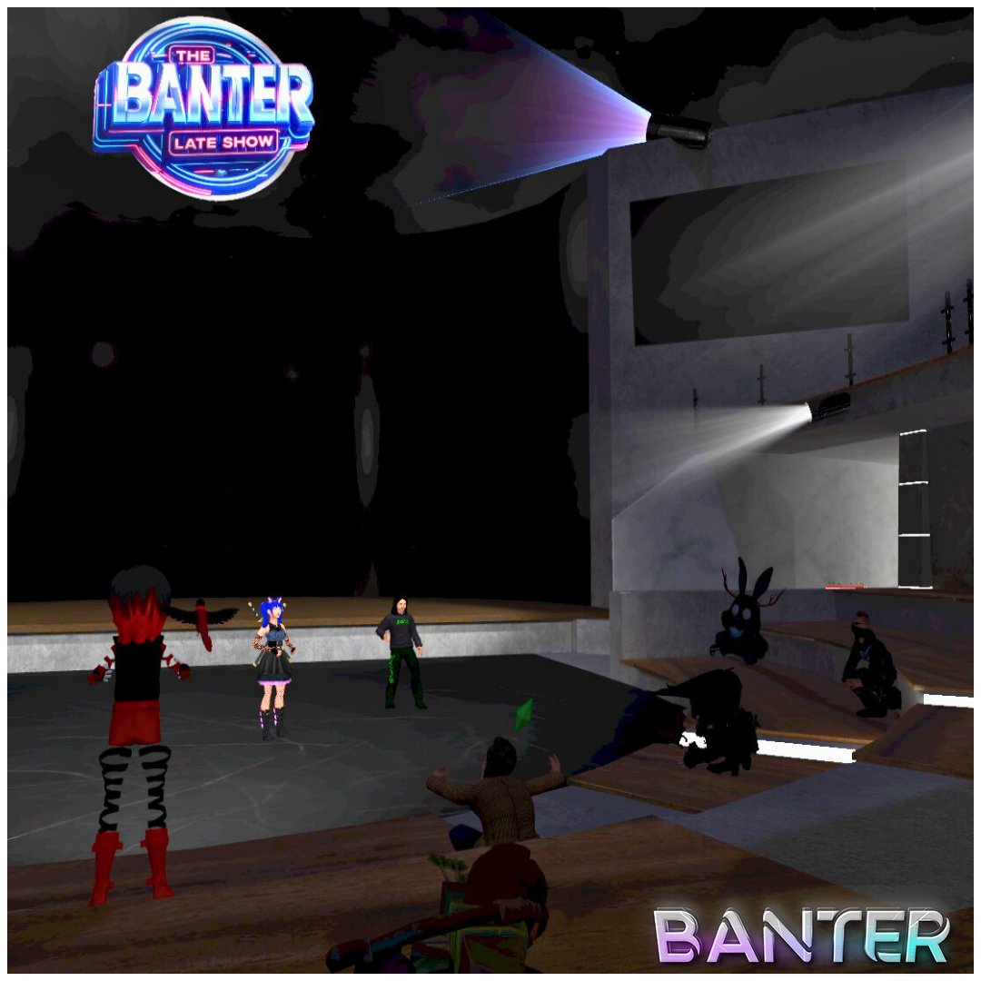 🎙️Join us for the Banter Late Show! 🤣 Get ready for non-stop laughs, lively conversations, and all the late-night fun you could ask for!
📅-Sunday at 7pm PST
Download Banter VR!
zurl.co/2FY9
 #Sidequestvr #Bantervr #BanterEvent #BanterLateShow #LateNightLaughs
