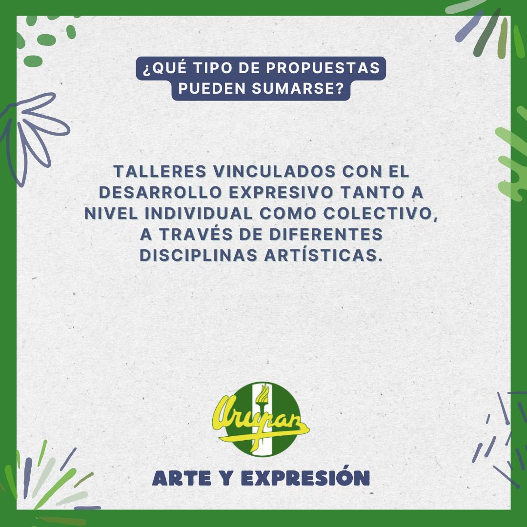 ¡¡Atenti!!

Podes sumarte con tu taller a la propuesta URUPAN - Arte y expresión.

En el link de la bio, tenes un formulario para dejarnos tus propuestas para este 2025. 💪⚪️🟢