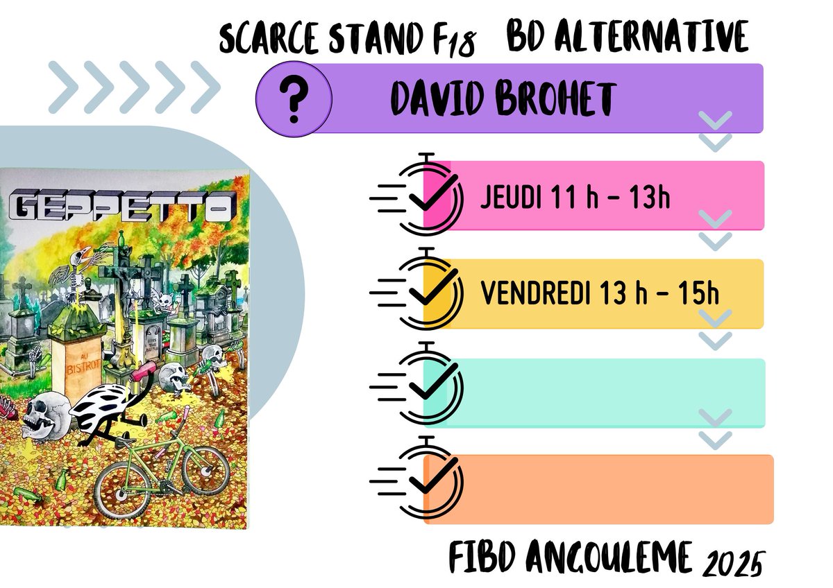 SCARCEXL's tweet image. Retrouvez-nous pendant les 4 jours du festival d'angoulême au stand F18 dans la bulle alternative.
Les 4 artistes suivants dédicaceront à notre stand: