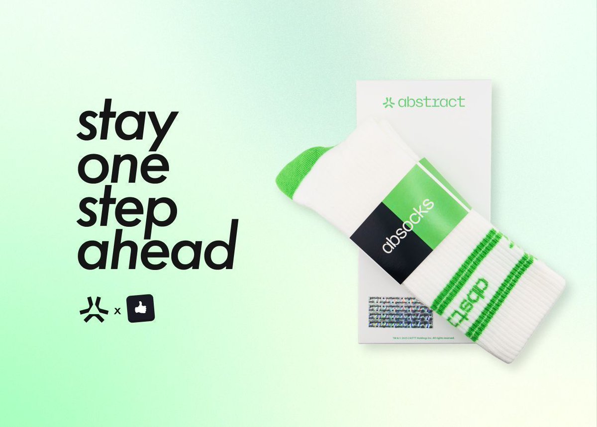 absocks, in collaboration with <a href="/AbstractChain/">Abstract</a>, drop tomorrow

Everything you need to know to cop a pair🧦

Price: $44.44 USDC
Supply: 500 (250 Fair Drop / 250 FCFS)
Fair Drop: Jan 27 - Jan 31, 12 PM EST
FCFS: Jan 31, 12 PM EST

These aren’t just socks—they’re Abstract’s first RWA
