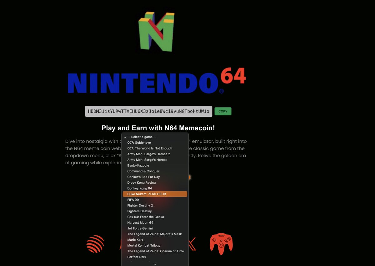 N64solana's tweet photo. @lynk0x 4. Buy the real, and original, $N64 with a real community and a real site with a real emulator 

You forgot that one. https://t.co/vVMblGXfVk