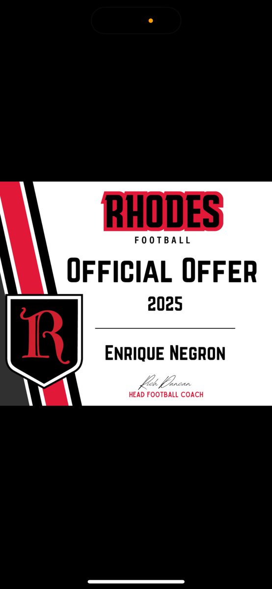 Enrique Negrón (@enriquenegrn2) on Twitter photo After a great conversation with Coach Duncan, I am blessed and grateful to receive an offer from Rhodes College!!
<a href="/CoachBrown60/">Antonio Brown</a>
<a href="/PTRFootball/">Peachtree Ridge Football</a> <a href="/Coach_Helmerich/">Matt Helmerich</a> @FBCoach_JH <a href="/dennisstokes2/">Coach Dennis Stokes 🏈</a> <a href="/klaykoester/">Coach Klay Koester</a> <a href="/coachdburks/">Dominique Burks</a> <a href="/MilesAn14531163/">Miles Anderson</a> <a href="/CoachDaniels06/">Coach Daniels</a> <a href="/BigSkippin_75/">Coach Jordan Harris</a>
<a href="/AABonNBC/">Navy All-American Bowl</a> After a great conversation with Coach Duncan, I am blessed and grateful to receive an offer from Rhodes College!!
<a href="/CoachBrown60/">Antonio Brown</a>
<a href="/PTRFootball/">Peachtree Ridge Football</a> <a href="/Coach_Helmerich/">Matt Helmerich</a> @FBCoach_JH <a href="/dennisstokes2/">Coach Dennis Stokes 🏈</a> <a href="/klaykoester/">Coach Klay Koester</a> <a href="/coachdburks/">Dominique Burks</a> <a href="/MilesAn14531163/">Miles Anderson</a> <a href="/CoachDaniels06/">Coach Daniels</a> <a href="/BigSkippin_75/">Coach Jordan Harris</a>
<a href="/AABonNBC/">Navy All-American Bowl</a>