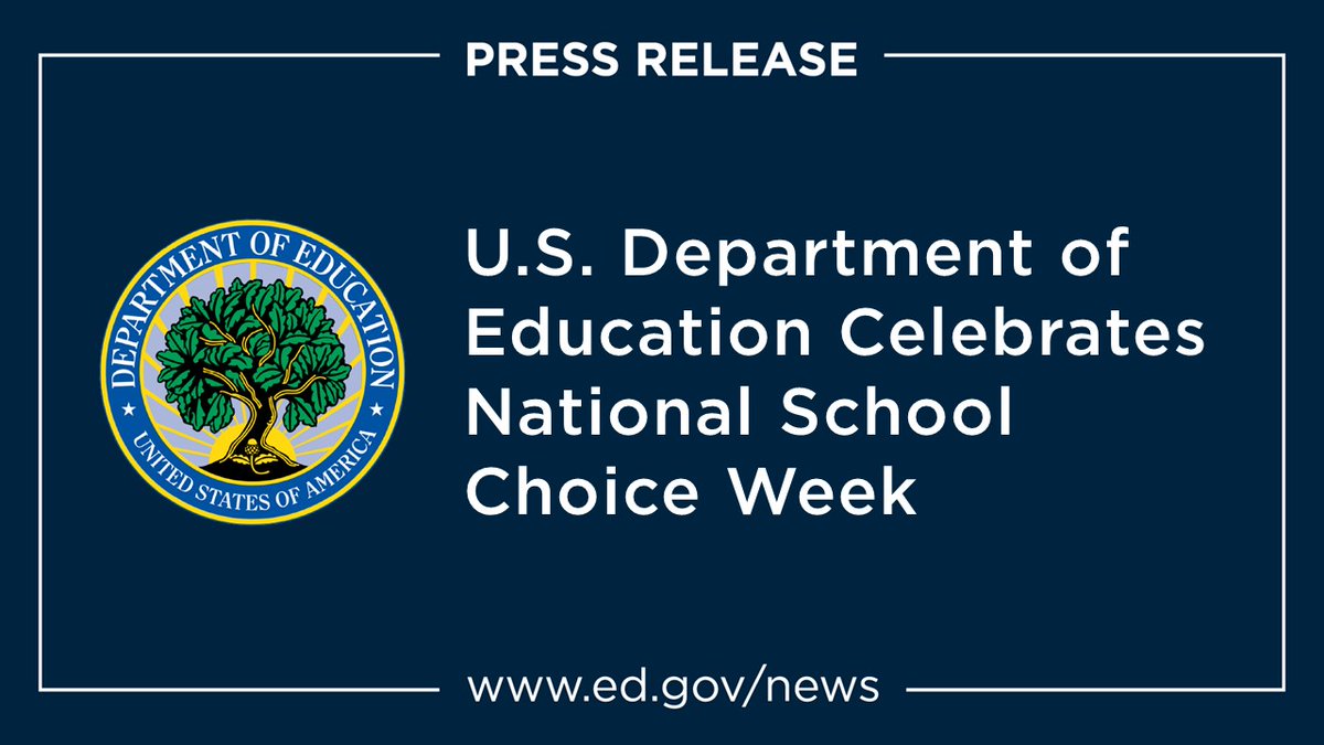 The U.S. Department of Education celebrates and recognizes National School Choice Week, in line with <a href="/POTUS/">President Donald J. Trump</a>’s unwavering commitment to expanding school choice and ensuring all American students have access to high-quality education. ed.gov/about/news/pre…