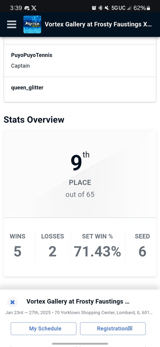 queenglitterMC's tweet photo. Thank you @FrostyFaustings this was an amazing time. So proud of @PuyoPuyoTennis and I for getting 9th in 2v2 mystery. I will definitely be coming back every year. 💙 https://t.co/NnGzjXmyOI