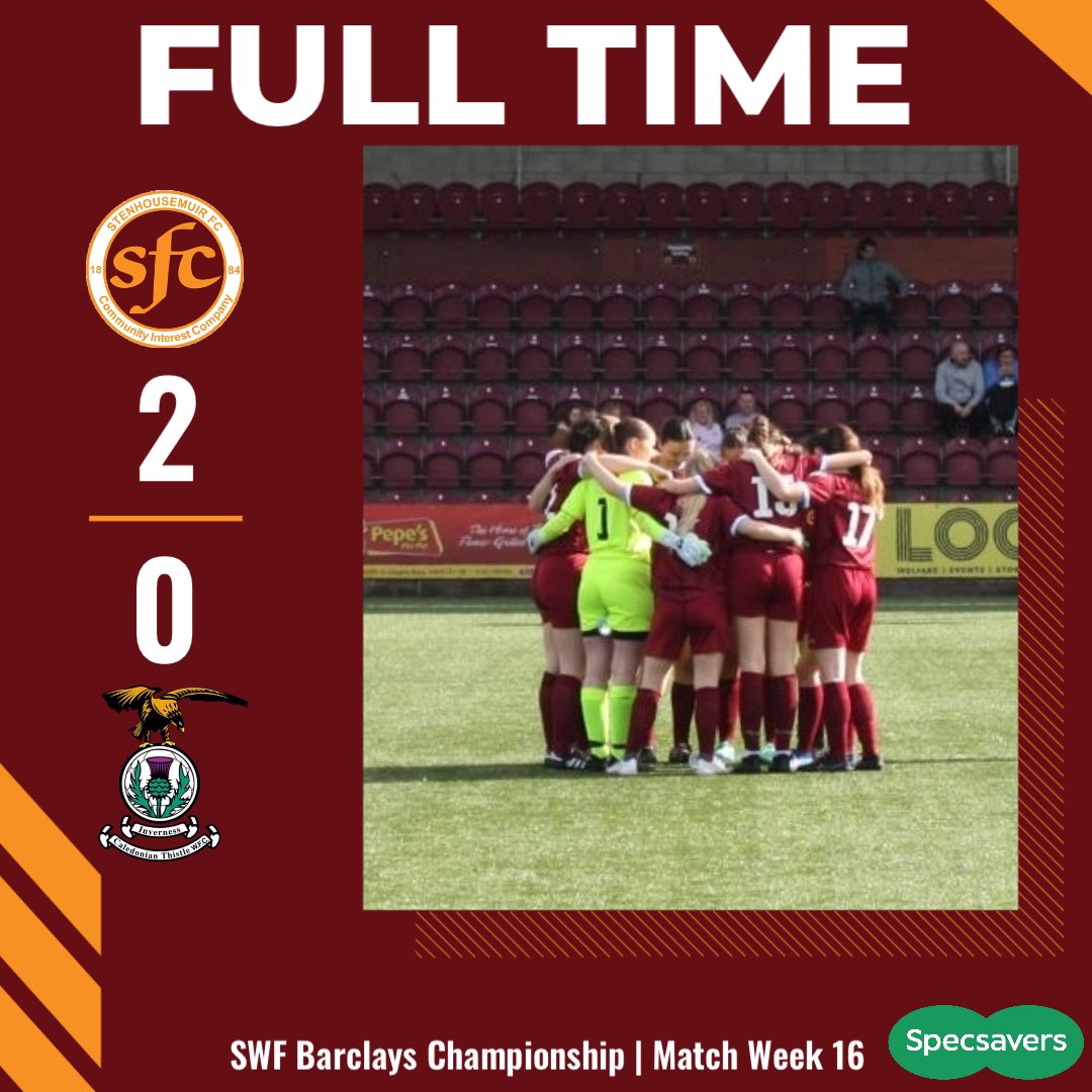 FULL TIME🤩

A dominant display ends in victory at Ochilview! 🙌

⚽️ Sarah Macleod (p)
⚽️ Sophie McWilliams

<a href="/Specsavers/">Specsavers</a> 
<a href="/uhlsportUK/">uhlsport UK & IRE</a> 

<a href="/SWFChampionship/">Barclays Scottish Women's Championship</a> 
#WeAreWarriors⚔️