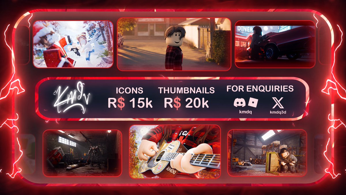kmdq3d's tweet image. 🚨 Commission Sheet 🚨
New commission sheet created by @BallzyGFX
HD versions can be found in the discord
🔗discord.gg/KnyBFCeJvG
#ROBLOX #RobloxDev #RobloxArt #RobloxGFX #Art #Render #Commission #RobloxCommission #b3d