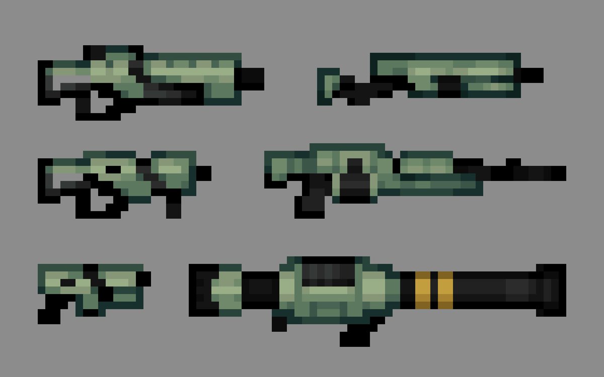 -- Mod Dev Log 0.7 --

• Added custom ammo IDs to separate ammo needed based on what weapon you choose

• ... Nothing is working other than that

Since nothing happened have some #Pixelart #Terraria