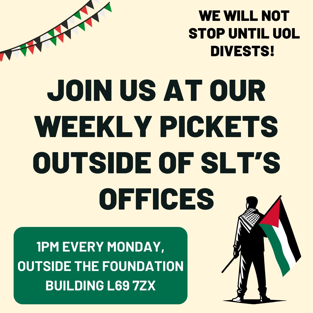 Join us at our weekly pickets outside of the SLT’s offices at 1pm every Monday, starting tomorrow, Monday the 27th of January.
Location: The Foundation Building, Brownlow Hill, L69 7ZX