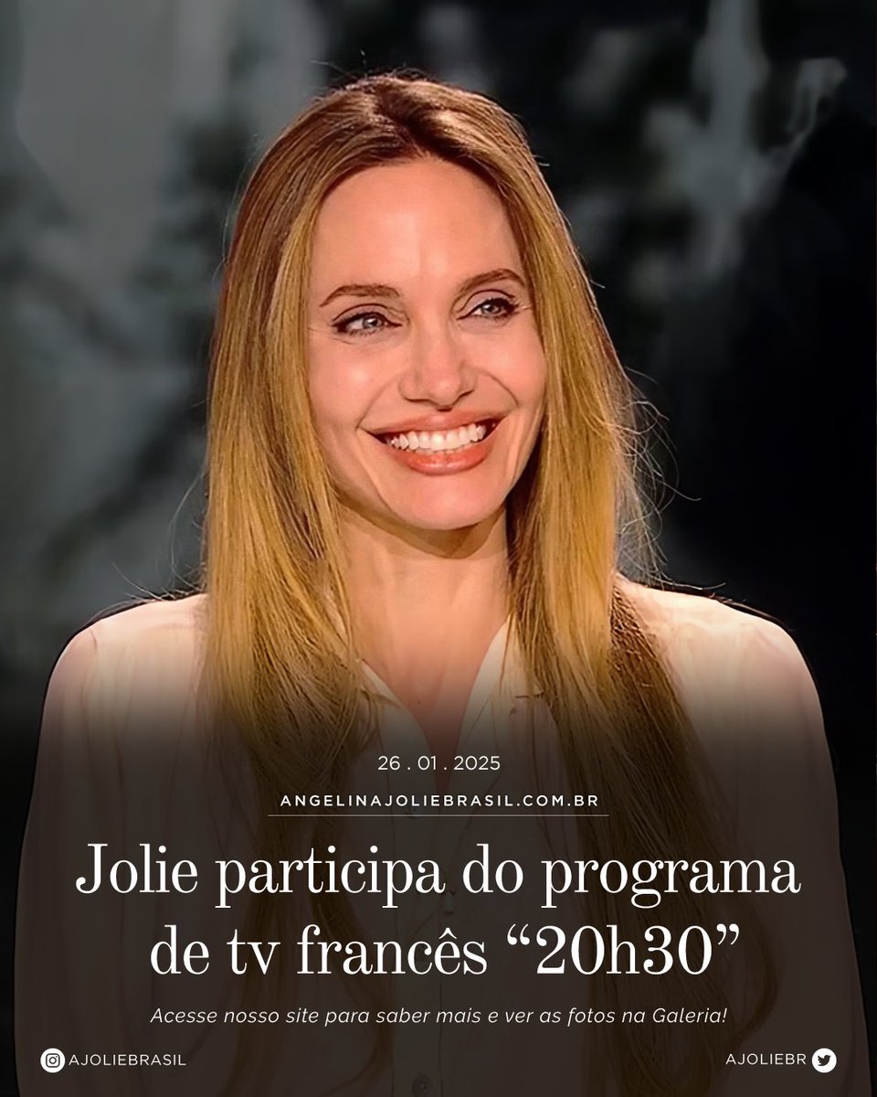 ajoliebr's tweet photo. 🆕🆙🆕🆙 #AngelinaJolie participa do programa de televisão francês #20h30 Le Dimanche. Visite nosso website para assistir, saber mais e ver as capturas na Galeria! 🔗 https://t.co/tYshNrg4nT

🏷 #Interview #FranceTv #Jolie #LeDimanche #Maria #TVShow #20h30ledimanche #20h30 #New https://t.co/xI1eNHiS99