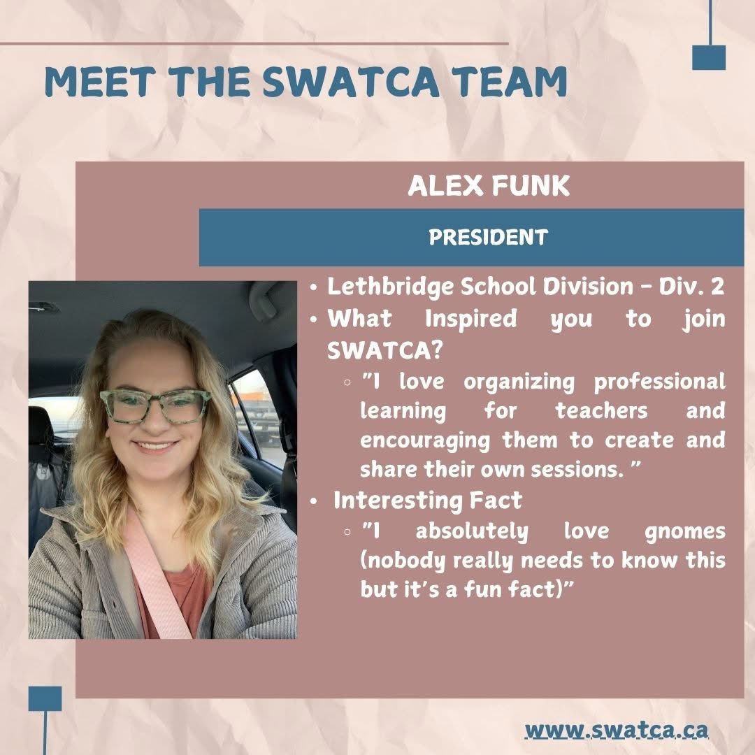 Allow us to introduce ourselves... We are your SWATCA Team! We help plan and organize Teacher's Convention. Please say Hi and give us feedback on how we can make convention better for Teachers! #SWATCA2025 #uleth #ulethbookstore