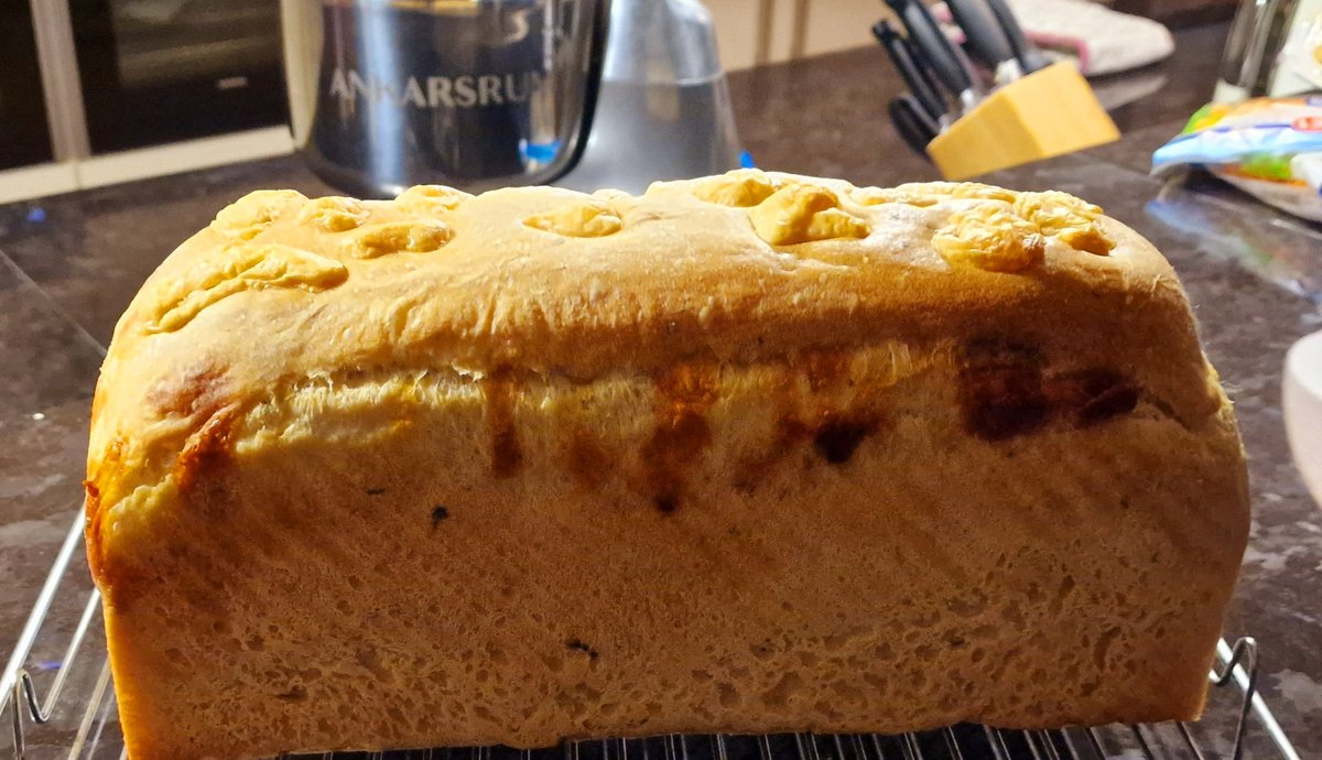 StephODoc's tweet photo. Sunday bakes - four cheese and basil loaf with gouda on top, bagels topped with everything seasoning, and cherry scones 😊 #baking #breadbaking #homemade https://t.co/kAaI8WvIgJ