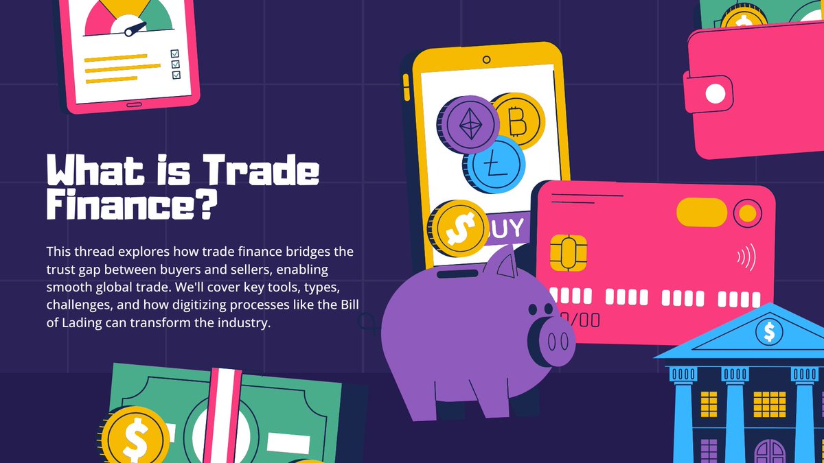 eteutech's tweet photo. 1/ What is trade finance and why does it exist?

Why does #tradefinance exist?🤔 Because buyers want to pay after getting their goods, and sellers? They want payment before shipping. This creates a trade gap. So, how do we fix it? Let's explore! 🧵👇
