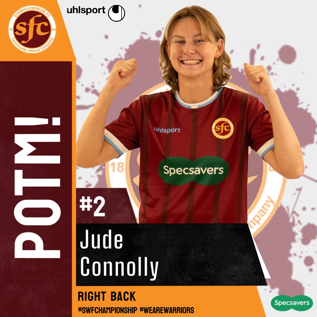 Heyyyy Juuuude🎵🔥😁

Our player of the match was Jude Connolly!! As always, a sensational and outstanding performance delivered by our captain! 📮🫡

Jude still needs a sponsor! DM us!!

<a href="/SWFChampionship/">Barclays Scottish Women's Championship</a> 
#WeAreWarriors⚔️