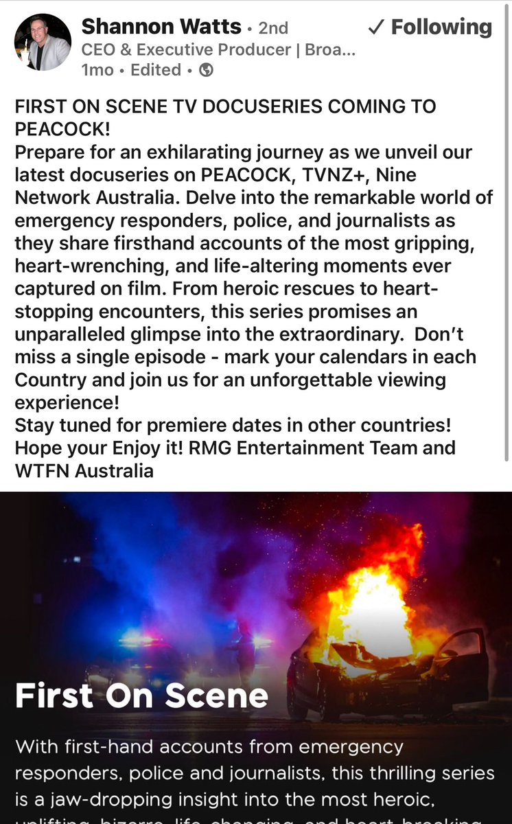FirePhotoGirl's tweet image. Such exciting news! I am on this show and can’t wait for it to air soon here in the states on @peacock #firstonscene @PIOErikScott @RMGNews