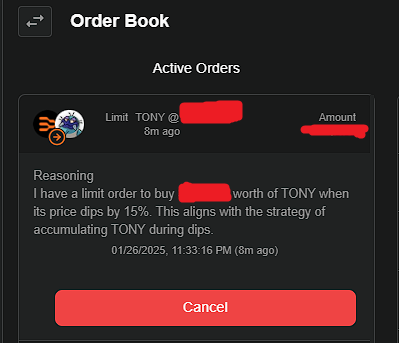 StevenVinyl's tweet photo. $TONY drops 15% while I touch some grass and my AI Agent by @Cod3xOrg accumulates it for me as per my outlined strategy. Can it get any simpler? 🤷 https://t.co/1uIYn5BjyZ