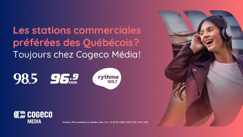 Les trois stations commerciales les plus écoutées au Québec se trouvent chez Cogeco Média!🎉