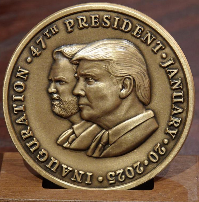 starquenched's tweet photo. OMFG   VIP goodie bags at Trump inauguration included Diet Coke, medal with pics of prez, JD Vance-Other gifts included a red “challenge coin,” as well as a glittering White House Christmas ornament. https://t.co/nNyOfxLFa3