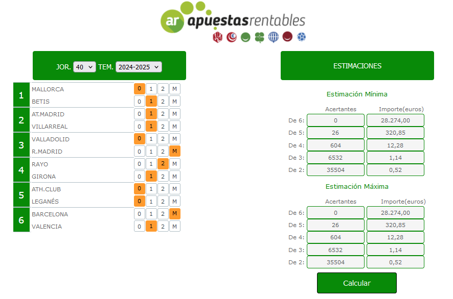quiniwinSL's tweet photo. Nuevo estimador de premios del juego de QUINIGOL, esta es su estimación para esta jornada 40 de QUINIGOL. https://t.co/xPqC0uXCHS