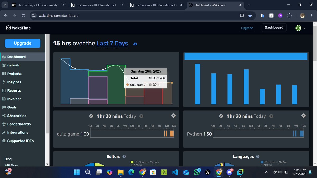 emmanuel_dev3's tweet image. Day 47 of #100DaysOfCode :
🎯I practice #PYTHON 
🎯I completed 7/11 of section 17 from #100DaysOfPython
🎯I spend 1hr 30m coding today.